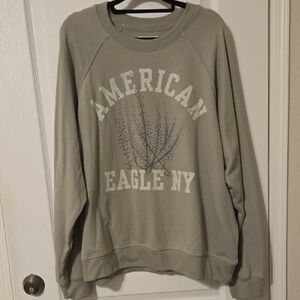 American Eagle Outfitters Olive Crew Neck Sweatshirt Xl